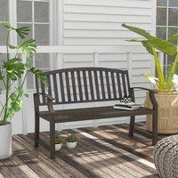OUTSUNNY Garden Bench with Slatted Seat & Backrest, Curved Armrest, Brown