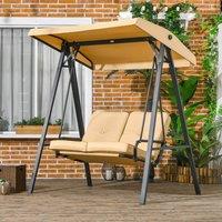 OUTSUNNY 2 Seater Garden Outdoor Swing Chair Hammock w/ Steel Frame in Yellow