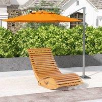 OUTSUNNY Garden Rocking Chair with Slatted Seat & High Back, Wooden Rocking Chair, Light Brown