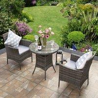 RayGar Virginia 2 Seater Rattan Bistro Set Outdoor Weather Proof Polyrattan in Grey