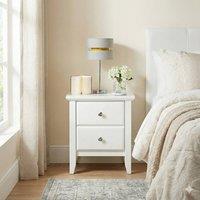 Amani Modern Satin White Nightstand - 2 Drawer Compact Side Table | Size: 1 Pack