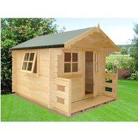 Shires Salcey Mini Log Cabin Playhouse Kid's Wendy House in Light Brown