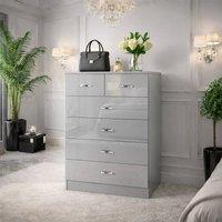 Harmin High Gloss 6 Drawer Chest Of Drawers in Light Grey