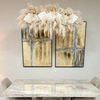 Modish Furnishing Framed Gold Canvas with a Cool Grey Contrast in Black Frame