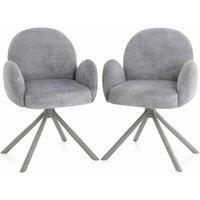 HOME LUXE INTERIOR Gstaad Grey Swivel Dining Chairs Set of 2 Fabric Spider Leg Armchair