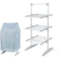 Rediffusion 3 Tier Compact Heated Clothes Airer with Cover in Silver