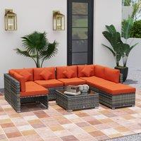 OUTSUNNY 8 Pieces Patio Rattan Sofa Set Outdoor Garden Furniture Set Orange