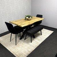 KOSY KOALA Dining Table Set with 2 Black Chairs & 2 benches Dining Furniture in Brown