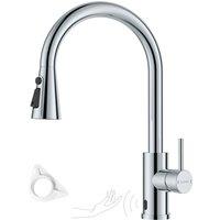 Dayone Stylish Touchless Kitchen Tap Chrome Infrared Sensor 360 Swivel in Silver