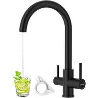 Dayone Matte Black Kitchen Sink Mixer Tap 3 Way 360 Swivel