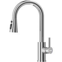 Dayone Sleek Kitchen Sink Mixer Tap Stainless Steel Single Handle 360 Swivel in Silver