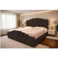 PARADISE BEDS LTD Art Deco Upholstered Ottoman Gas Lift Storage Bed Frame with Headboard in Dark Grey | Size: King