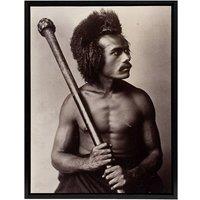 Artery8 Burton Brothers Photograph of a Fijian Warrior Framed Canvas Art Print in Brown | Size: W12 x H16
