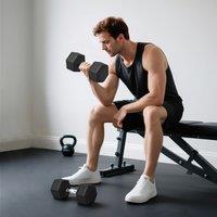 HOMCOM 2x20KG Rubber Hex Dumbbell Portable Hand Weights Home Gym in Black | Size: 40kg