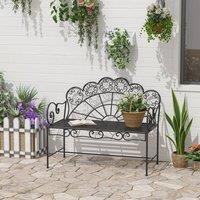 OUTSUNNY Garden Bench, Metal Outdoor Patio Garden Loveseat, Black | Size: 2 Seater