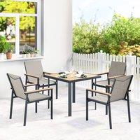 OUTSUNNY 5 Piece Garden Dining Set, Outdoor Table & 4 Chairs in Beige | Size: Small