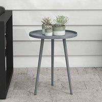 OUTSUNNY Round Garden Coffee Table, Outdoor Side Table with Rounded Edge in Grey | Size: 40 cm x 40 cm