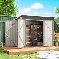 OUTSUNNY Outdoor Storage Shed, 7.5 x 4.3ft Metal Garden Shed in Light Grey
