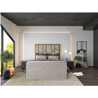 KDMD Sherlock Luxe Upholstered Gold & Pebble Television Bed Frame | Size: Double
