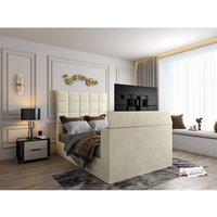 KDMD Luther Upholstered Cream TV Bed Frame | Size: Super King