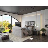 KDMD Sherlock Luxe Upholstered Silver Television Bed Frame | Size: Double