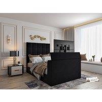 KDMD Luther Upholstered Black TV Bed Frame | Size: Super King