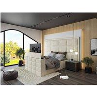 KDMD Copenhagen Upholstered Cream Television Bed Frame | Size: Super King