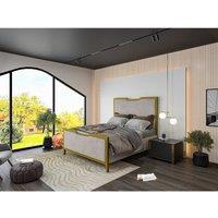 KDMD Verona Metal Upholstered Pebble Bed Frame in Light Sand | Size: Super King