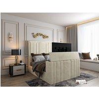KDMD Atom Upholstered Soft Velvet Cream Tv Bespoke Bed Frame | Size: Super King