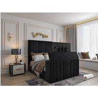 KDMD Atom Upholstered Soft Velvet Black Tv Bespoke Bed Frame | Size: Super King