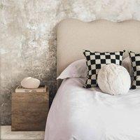 KDMD Egerie Curved Headboard Boucle Upholstered Latte Bed Frame in Light Khaki | Size: Single