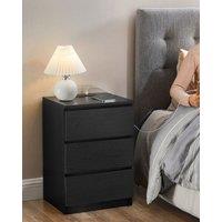 VASAGLE Bedside Table with Power Strip USB Outlets Drawers Modern in Black