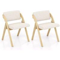 Costway Set of 2 Dining Chairs Folding Kitchen Chair Modern Side Chair in White