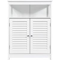 Costway Bathroom Floor Cabinet Wooden Storage Cupboard w/ Adjustable Shelf in White