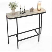Costway Entryway Table Modern Hallway Sofa Console Table w/ Faux Marble Top in Grey
