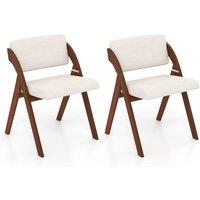 Costway Set of 2 Dining Chairs Folding Kitchen Chair w/ Padded Seat & Backrest in Wine