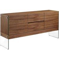 Angel Cerda Walnut Sideboard, Tempered Glass Legs, 180 x 45 x 85 cm in Brown