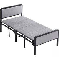 Havendro Folding Single Guest Bed Padded Foam Fold Up Metal Framed in Black