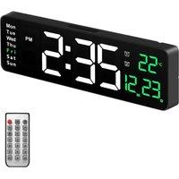Havendro 16 LED Wall Clock Digital Desk Clock with Calendar Temperature in Black