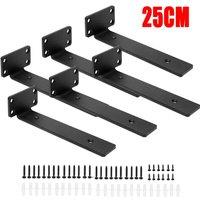 Havendro 6Pcs 25cm Black Cast Iron Brackets, Floating Shelf Supports