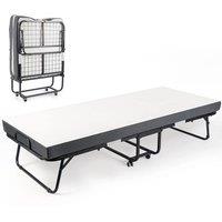 Havendro Fold Up Guest Bed with 10cm Memory Foam Mattress & Wheels in Black