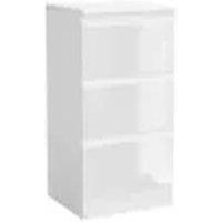 Havendro White + White 3 Drawer Wooden Bedroom Chest Cabinet No Handle