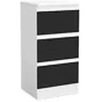 Havendro White + Black 3 Drawer Wooden Bedroom Chest Cabinet No Handle