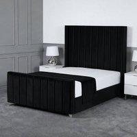Living Comfort Bedz Imperial Winged Upholstered Bed Slatted Base with 48 Inch Headboard in Black | Size: Double