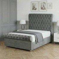 Living Comfort Bedz Regency Sleigh Ottoman Gas Lift Upholstered Bed with 48 Inch Headboard in Charcoal | Size: Super King