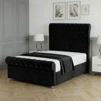 Living Comfort Bedz Regency Sleigh Ottoman Gas Lift Upholstered Bed with 48 Inch Headboard in Black | Size: Super King