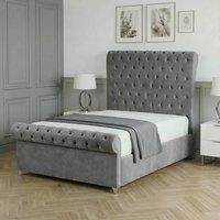Living Comfort Bedz Regency Sleigh Ottoman Gas Lift Upholstered Bed with 48 Inch Headboard in Grey | Size: Super King