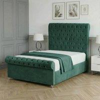 Living Comfort Bedz Regency Sleigh Ottoman Gas Lift Upholstered Bed with 48 Inch Headboard in Green | Size: Super King