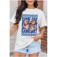 Everyday The Label Women's White Rugby Bowknot GAME DAY Graphic Tee | Size: Medium