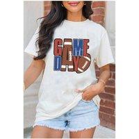 Everyday The Label Women's White GAME DAY Football Letter Graphic T-Shirt | Size: Small
